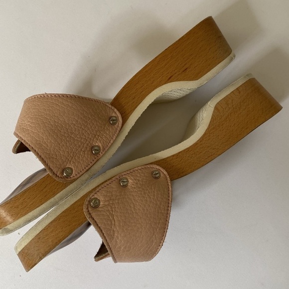 BURBERRY Burberry Shoes Wood and Leather Sandals Clogs size 8 - Picture 14 of 15